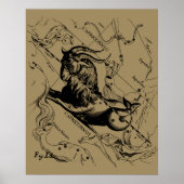 Capricorn Constellation Hevelius 1690 op Taupe Poster (Voorkant)