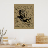 Capricorn Constellation Hevelius 1690 op Taupe Poster (Keuken)