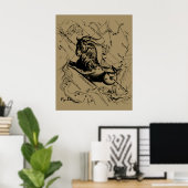 Capricorn Constellation Hevelius 1690 op Taupe Poster (Thuiskantoor)