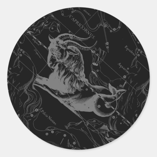 Capricorn Constellation Map Hevelius Engraving Ronde Sticker (Voorkant)