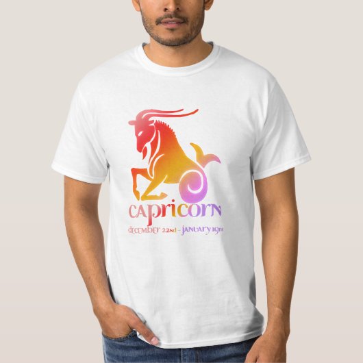 Capricorn de Goat Astrology Oranje & Paars T-shirt (Voorkant)
