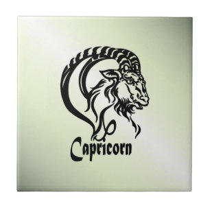 Capricorn de Zee Goat Zodiac Green Tegeltje