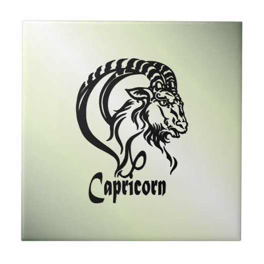 Capricorn de Zee Goat Zodiac Green Tegeltje (Voorkant)