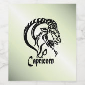 Capricorn de Zee Goat Zodiac Green Wijn Etiket (Enkel label)