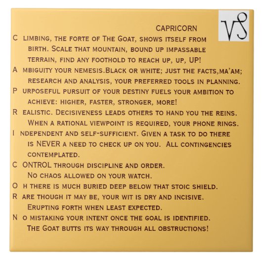 CAPRICORN-gedicht op keramisch tegels Tegeltje (Voorkant)