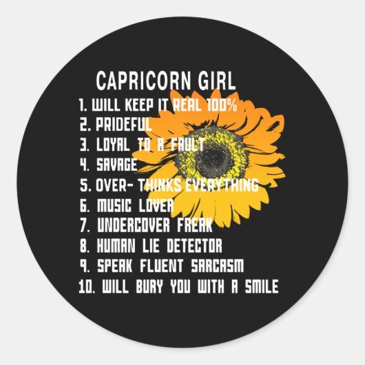 Capricorn Girl Ronde Sticker (Voorkant)
