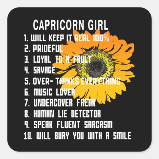 Capricorn Girl Vierkante Sticker (Voorkant)