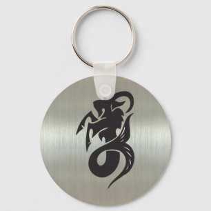 Capricorn Goat Silhouette met metallisch effect Sleutelhanger
