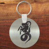 Capricorn Goat Silhouette met metallisch effect Sleutelhanger (Voorkant)