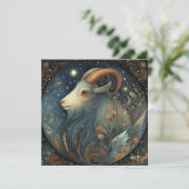 Capricorn Goat Zodiac Astrology Celestial Birthday Kaart (Staand voorkant)