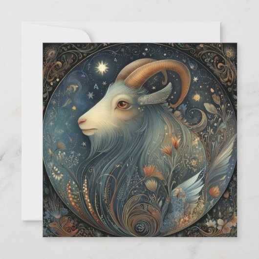 Capricorn Goat Zodiac Astrology Celestial Birthday Kaart (Voorkant)