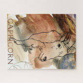 Capricorn goat zodiac black gold flowers planes legpuzzel (Horizontaal)