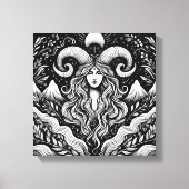 Capricorn Goddess Etching Canvas Wall Art (Voorkant)