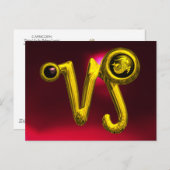 CAPRICORN GOLD ZODIAC BIRTHDAY JEWEL, Red Ruby Briefkaart (Voorkant / Achterkant)