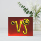 CAPRICORN GOLD ZODIAC BIRTHDAY JEWEL, Red Ruby Briefkaart (Staand voorkant)