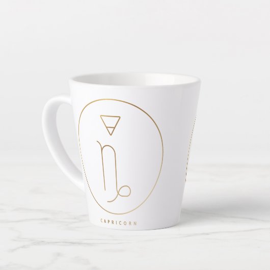 Capricorn Gold Zodiac Embleem Latte Mok (Linkerhoek)