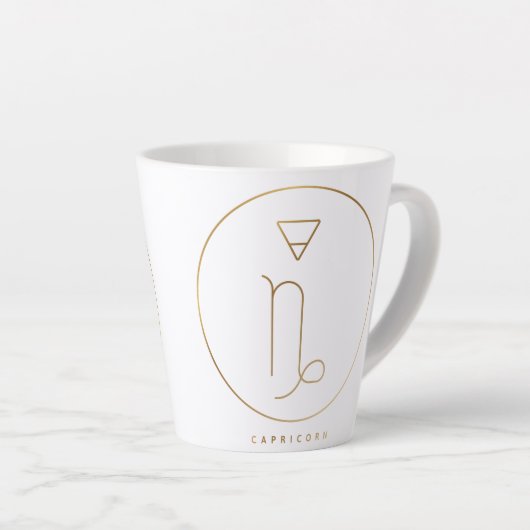 Capricorn Gold Zodiac Embleem Latte Mok (Rechterhoek)