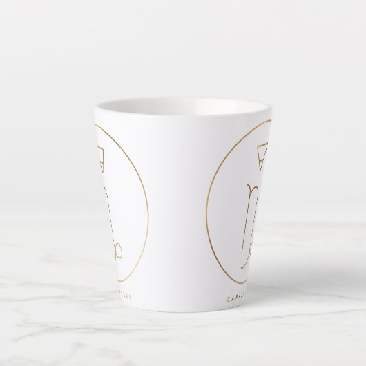 Capricorn Gold Zodiac Embleem Latte Mok (Voorkant)