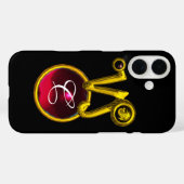 CAPRICORN GOLD ZODIAC SIGN RED RUBY MONOGRAM Case-Mate iPhone CASE (Achterkant (horizontaal))