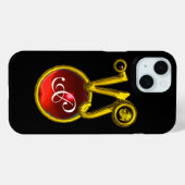 CAPRICORN GOLD ZODIAC SIGN RED RUBY MONOGRAM Case-Mate iPhone CASE (Achterkant (horizontaal))