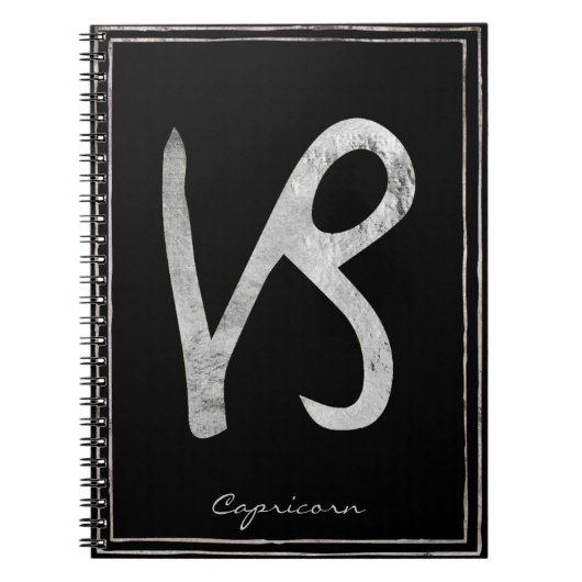 Capricorn hammered Silver gestileerde astrologie Notitieboek (Voorkant)
