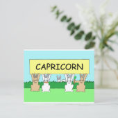 Capricorn Happy Birthday Cartoon Bunnies. Briefkaart (Staand voorkant)