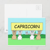 Capricorn Happy Birthday Cartoon Bunnies. Briefkaart (Voorkant / Achterkant)