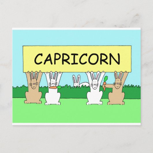 Capricorn Happy Birthday Cartoon Bunnies. Briefkaart (Voorkant)
