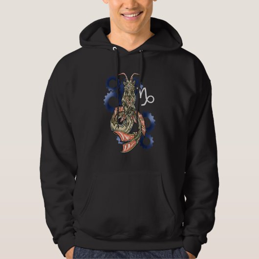 Capricorn Horoscope Geïnspireerd Capricorn Symbool Hoodie (Voorkant)