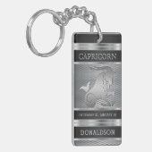 Capricorn ♑ in Black en Silver Mesh Sleutelhanger (Voorkant Links)