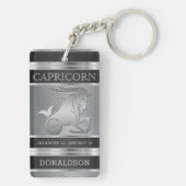 Capricorn ♑ in Black en Silver Mesh Sleutelhanger (achterkant)