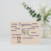 Capricorn kenmerken zodiakaart briefkaart (Staand voorkant)