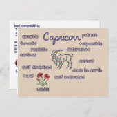 Capricorn kenmerken zodiakaart briefkaart (Voorkant / Achterkant)