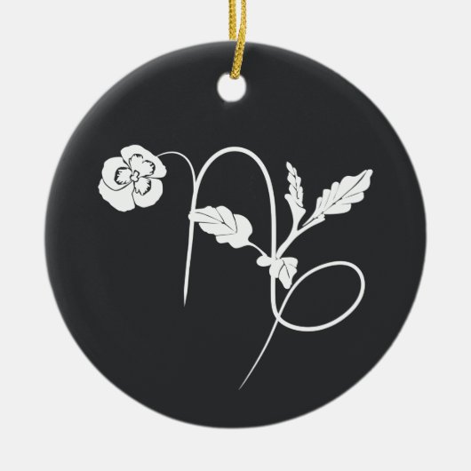 Capricorn - kraambloem pansy keramisch ornament (Voorkant)