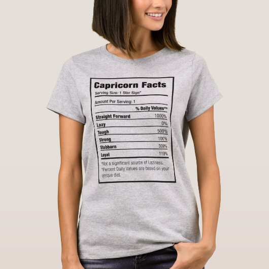 Capricorn Nutrition Fact Zodiac T-Shirt (Voorkant)