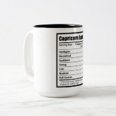 Capricorn Nutrition Facts Tweekleurige Koffiemok (Voorkant links)