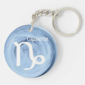 Capricorn Personalized Waterverf Zodiac Sign Sleutelhanger (Achterkant)