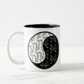 Capricorn Pisces yin yang zodiaa koppel Tweekleurige Koffiemok (Links)