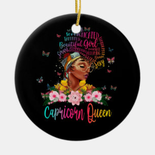 Capricorn Queen Black Women Persistent Beauful Keramisch Ornament