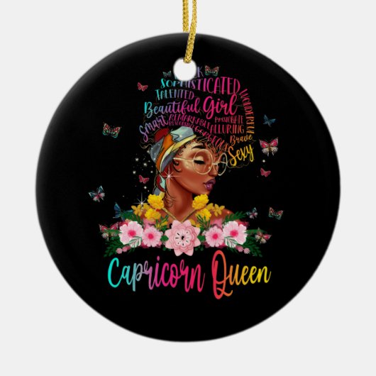 Capricorn Queen Black Women Persistent Beauful Keramisch Ornament (Voorkant)