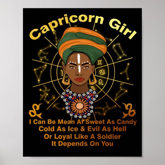 Capricorn Queen Sweet Snoep Birthday Black Women Poster (Voorkant)