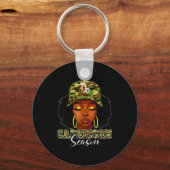 Capricorn Season Black Woman With Camo Hat Birthda Sleutelhanger (Voorkant)
