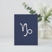 Capricorn Sign Navy Blue Carbon Fiber Style Briefkaart (Staand voorkant)