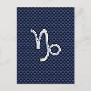 Capricorn Sign Navy Blue Carbon Fiber Style Briefkaart