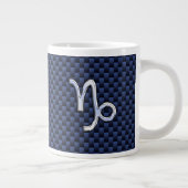 Capricorn Sign Navy Blue Carbon Fiber Style Grote Koffiekop (Rechts)