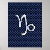 Capricorn Sign Navy Blue Carbon Fiber Style Poster (Voorkant)