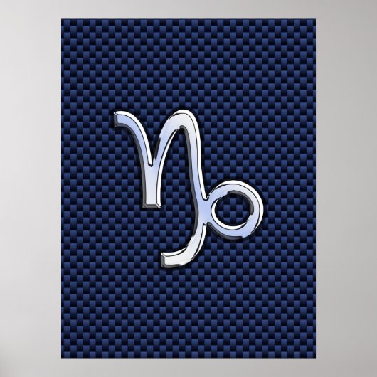 Capricorn Sign Navy Blue Carbon Fiber Style Poster (Voorkant)