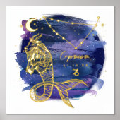 Capricorn Sign of the Zodiac Custom Birth Date Folie Afdrukken (Voorkant)