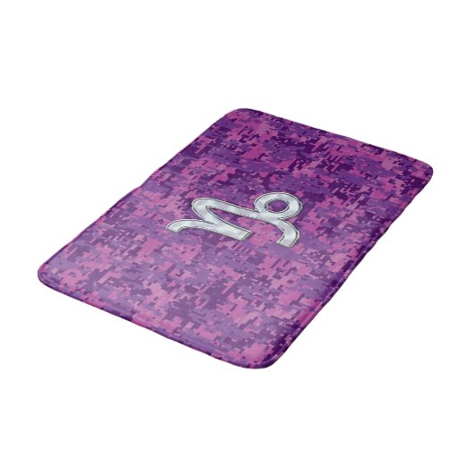 Capricorn Sign on Fuchsia Digital Camouflage Badmat (Gekanteld)