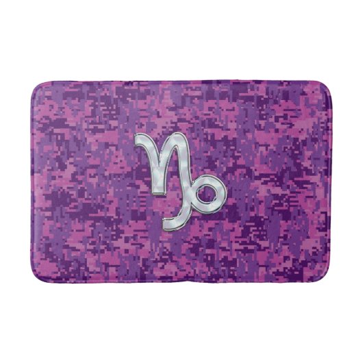 Capricorn Sign on Fuchsia Digital Camouflage Badmat (Voorkant)